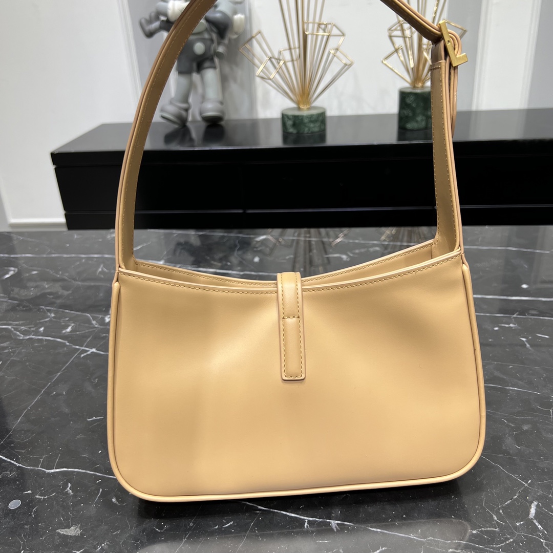 Saint Laurent LE 5 A 7 Smooth Calfskin Shoulder Bag Handbag Apricot 657228 